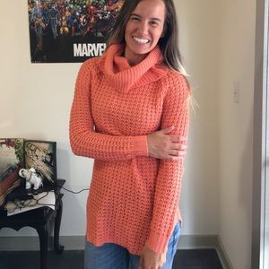 Bright Coral colored long sweater